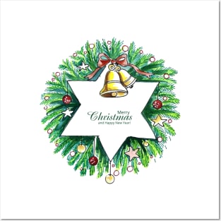 Christmas Star Hand Drawn Bell Posters and Art